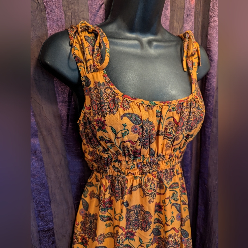 Bohemian Paisley Boho babydoll Dress Fall 🍂 Western Cottage Fairy Free People M